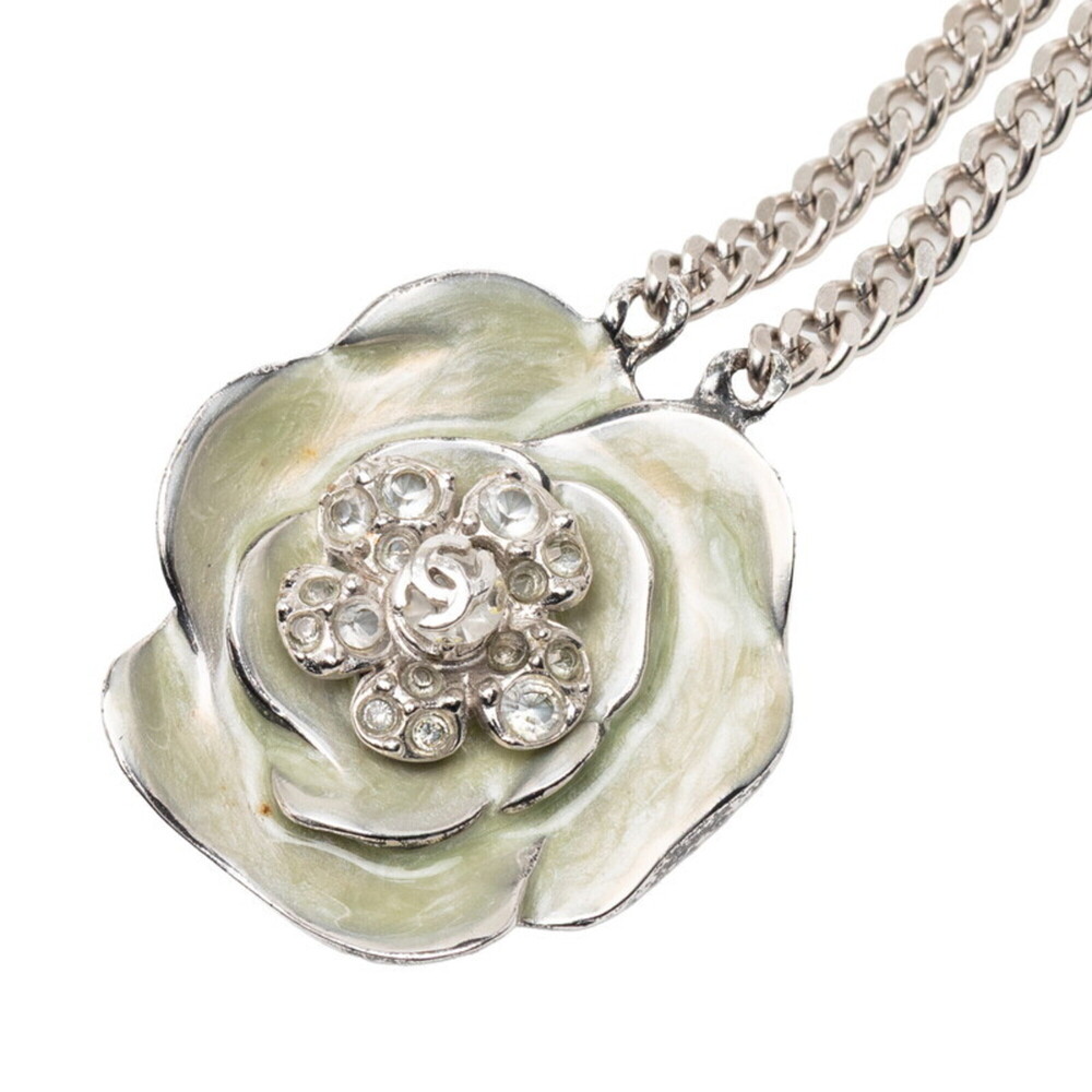Chanel Camellia Coco Mark Rhinestone Chain Belt, Double Strand, Silver Metal,... - Picture 2 of 4